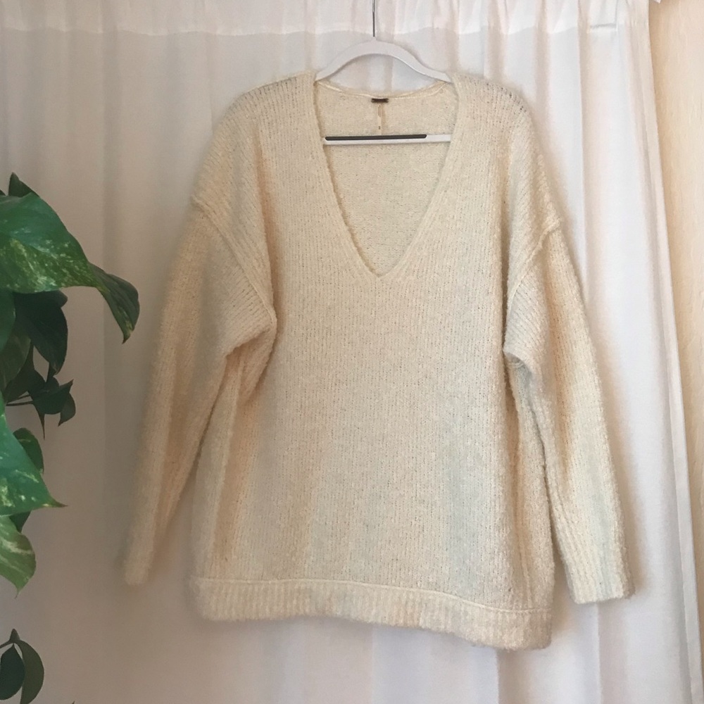 Free People fluffy cream sweater